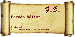 Fördős Bálint névjegykártya